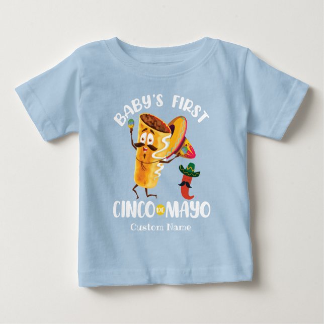 Camiseta Primeiro Cinco de Mayo do Bebê Burrito bobo (Frente)