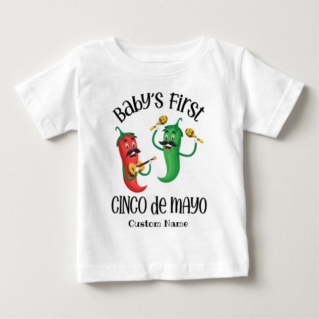 Camiseta Primeiro Cinco de Mayo do Bebê Personalizado (Frente)