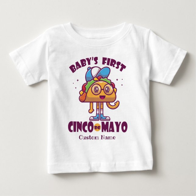 Camiseta Primeiro Cinco de Mayo do Bebê Personalizado (Frente)