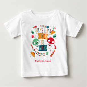 Camiseta Primeiro Cinco de Mayo do Bebê Personalizado
