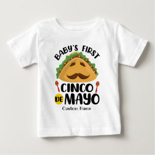 Camiseta Primeiro Cinco de Mayo do Bebê Personalizado