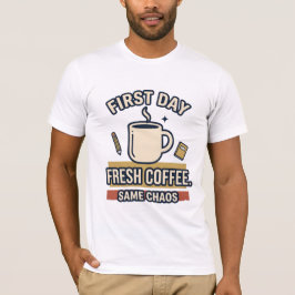 Camiseta Primeiro Dia Café Fresco Mesmo Caos