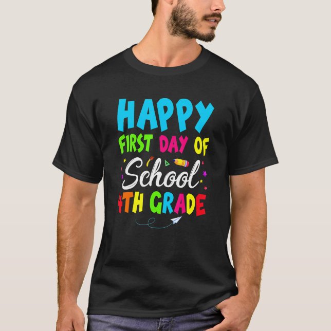 Camiseta Primeiro Dia da Escola 4º Ano Para Garotinha Stu (Frente)