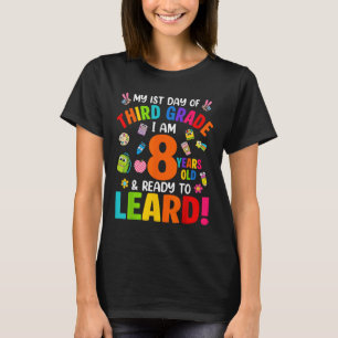 Camiseta Primeiro Dia Da Escola Com 8 Anos De Idade