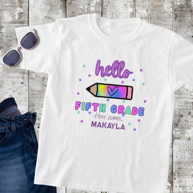 Camiseta Primeiro Dia da Escola Personalizada do Quarto Gra (Criador carregado)