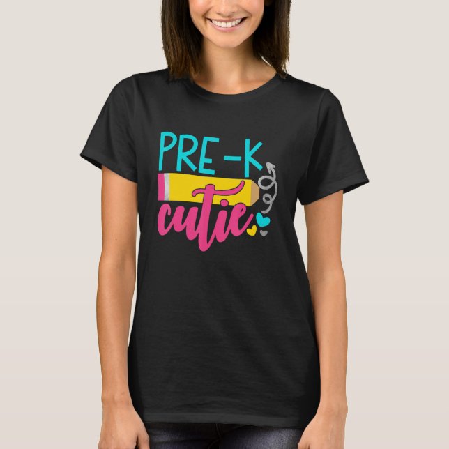Camiseta Primeiro Dia Da Escola Pré K Professores Cutie Est (Frente)