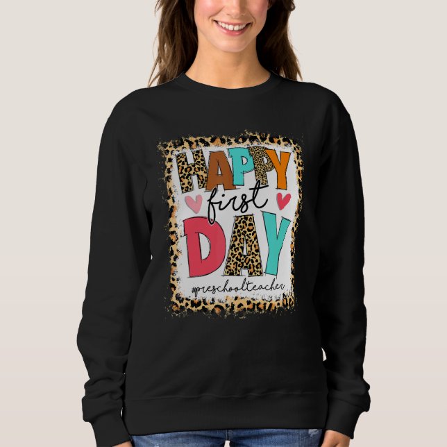 Camiseta Primeiro Dia Da Pré-Escola Professor Leopard Back (Frente)