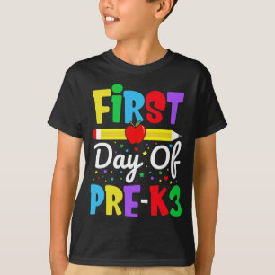 Camiseta Primeiro Dia da Pré-K3 da Educação Infantil Arco-Í