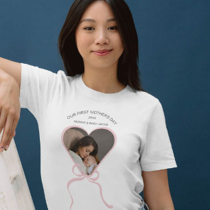 Camiseta Primeiro dia das mães costume amor forma e foto de