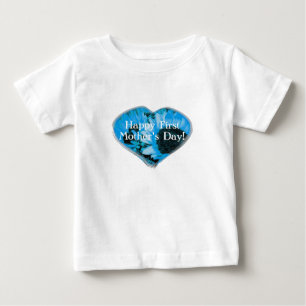 Camiseta "Primeiro Dia de as mães Feliz" - Girassóis Azuis/