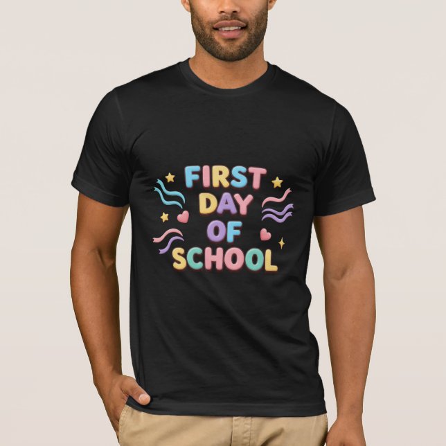 Camiseta Primeiro Dia de Aula Fofo 3D Pastel (Frente)