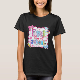 Camiseta Primeiro Dia De Aula Laço De Coquete Préppy De Vol