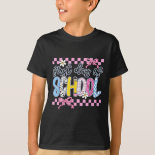 Camiseta Primeiro Dia De Aula Laço Floral Coquette Pré-esco