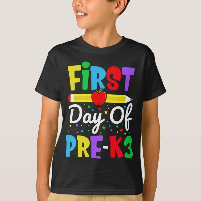 Camiseta Primeiro Dia de Crianças Pré-Escolas do Arco-Íris  (Frente)