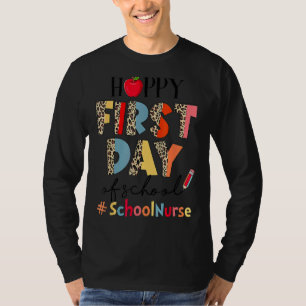 Camiseta Primeiro Dia De Enfermeira Da Escola Leopard De Vo