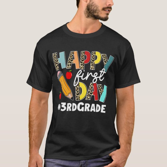 Camiseta Primeiro Dia De Leopardo Da 3ª Série De Volta À Es (Frente)