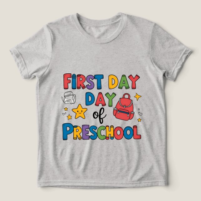 Camiseta Primeiro dia de pré-escola (Design frontal)