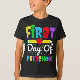 Camiseta Primeiro Dia de Pré-Escola Arco-Íris Pré-K Criança