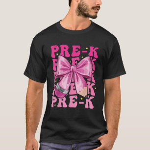 Camiseta Primeiro Dia De Pré K Meninas Coquette Bow Volta À