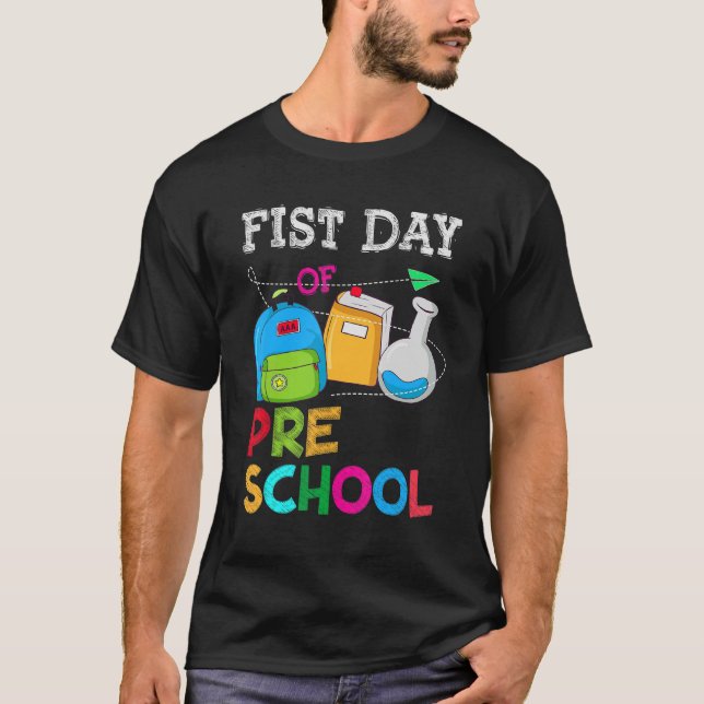 Camiseta Primeiro Dia De Professora De Pré-Escolas De Volta (Frente)