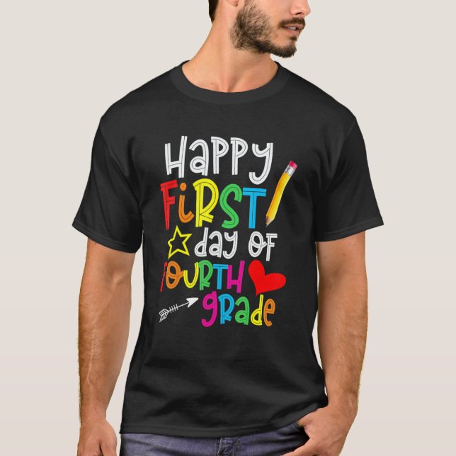 Camiseta Primeiro Dia De Professora Do Quarto Grau De Volta (Frente)
