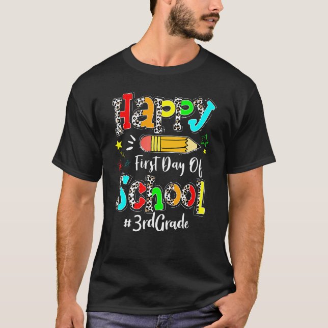 Camiseta Primeiro Dia De Professores Da 3ª Série Boho Leopa (Frente)