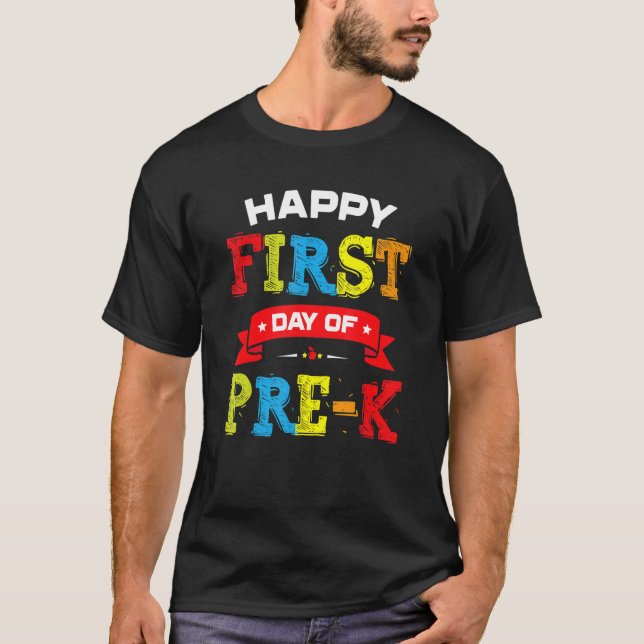 Camiseta Primeiro Dia De Professores Pré-K Estudantes Pré-E (Frente)