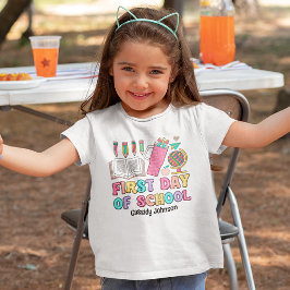 Camiseta Primeiro dia de retrato colorido da escola