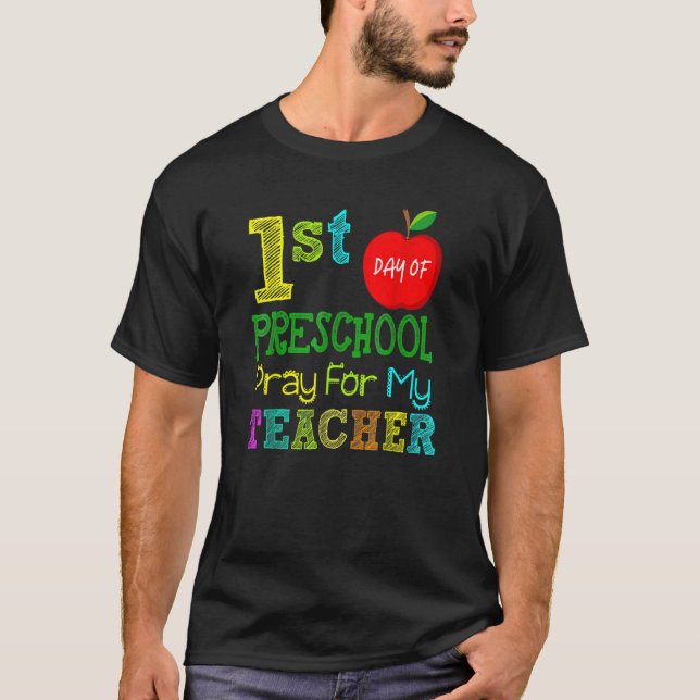 Camiseta Primeiro Dia De Rezar Para O Meu Professor De Volt (Frente)