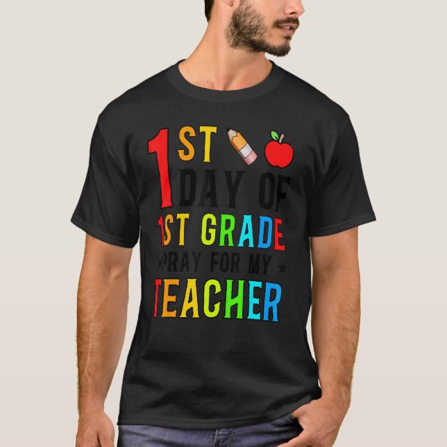 Camiseta Primeiro Dia De Rezar Para O Meu Professor De Volt (Frente)