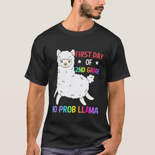 Camiseta Primeiro Dia Do 2º Ano Sem Problema Llama  Ideias (Frente)