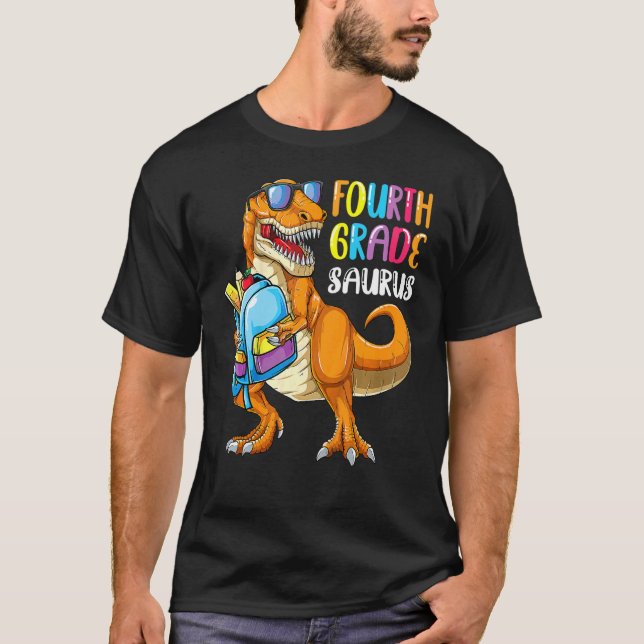 Camiseta Primeiro Dia Do 4.º Ano Surus Rex De Volta À Escol (Frente)