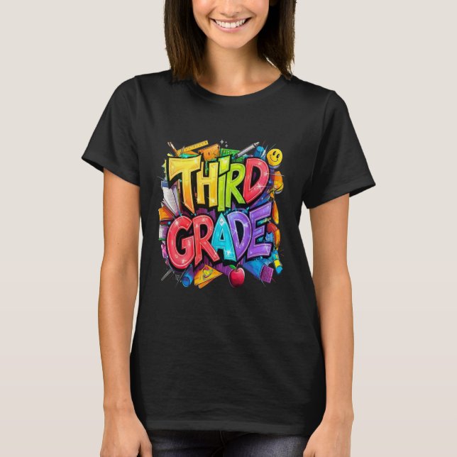 Camiseta Primeiro Dia Do Terceiro Ano Floral Para Professor (Frente)