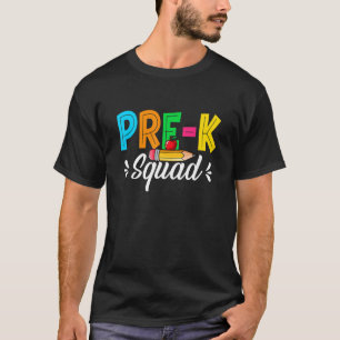 Camiseta Primeiro Dia Pré-K Esquadrão Cortado De Volta À Es