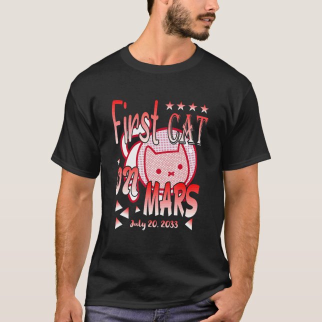 Camiseta Primeiro Gato em Marte   Astronauta Gato 2 (Frente)