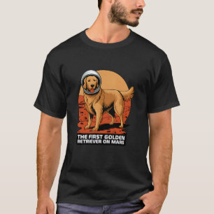 Camiseta Primeiro Golden Retriever em Marte Golden Retrieve