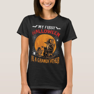 Camiseta Primeiro Halloween como Avô Feiticeiro Morcego Lua