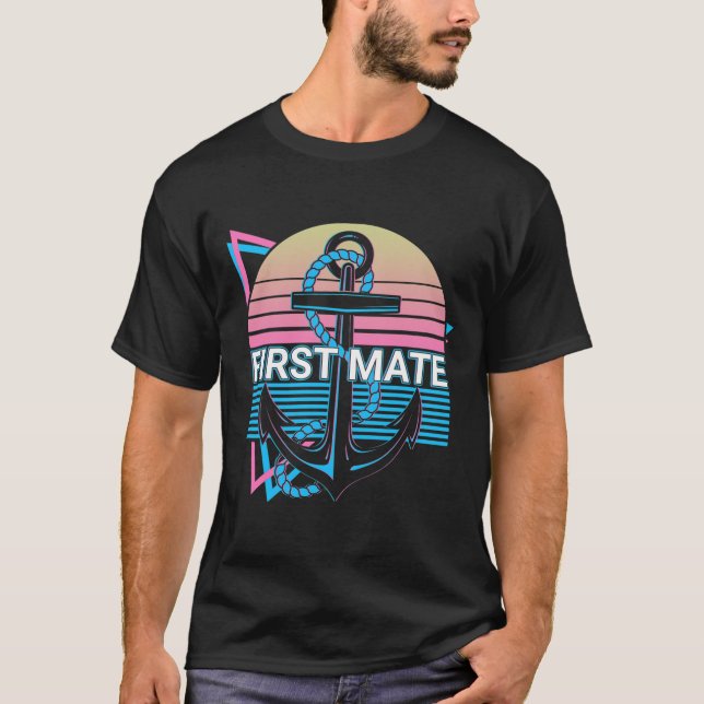 Camiseta Primeiro imediato retrô de navegação (Frente)