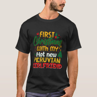 Camiseta Primeiro Natal Com Minha Nova E Quente Girlfrien P