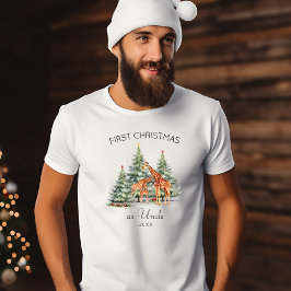 Camiseta Primeiro Natal como a família das girafas bonitas 