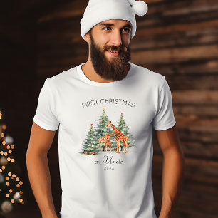 Camiseta Primeiro Natal como a família das girafas bonitas