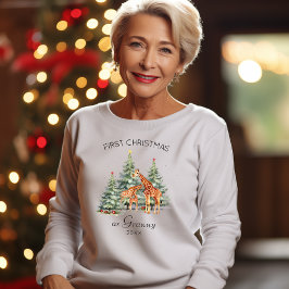 Camiseta Primeiro Natal como a família de girafas bonitinha