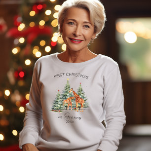 Camiseta Primeiro Natal como a família de girafas bonitinha