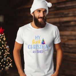 Camiseta Primeiro Natal como Árvore Neon Xmas Pai