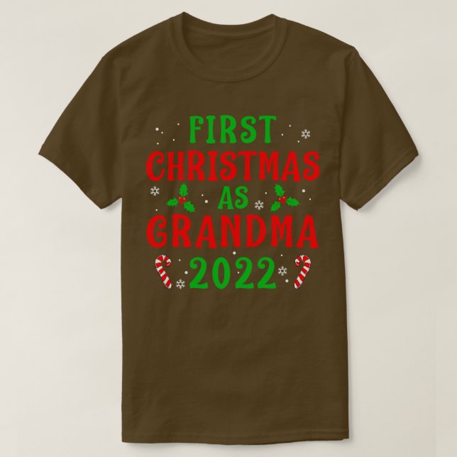 Camiseta Primeiro Natal como Avó Xmas Avó Nova Gr (Frente do Design)