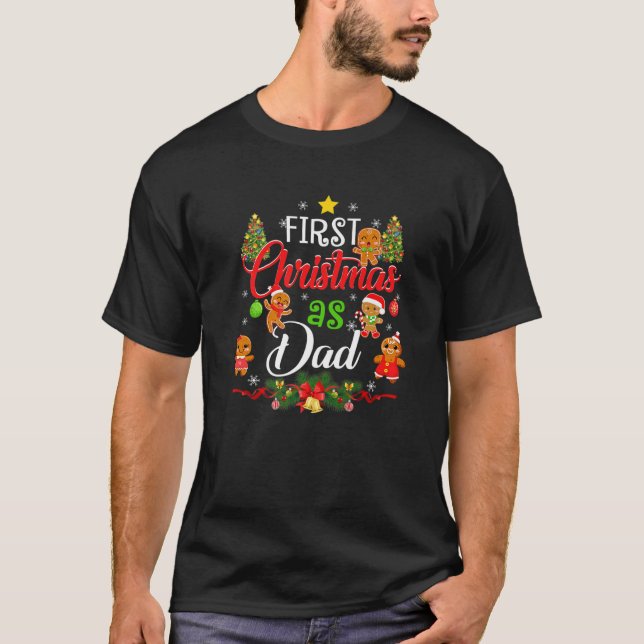 Camiseta Primeiro Natal Como Família Pai Correspondendo Paj (Frente)