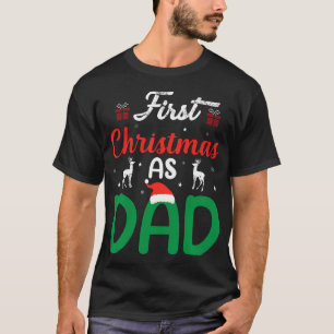 Camiseta Primeiro Natal Como Família Pai Cortante Cortando