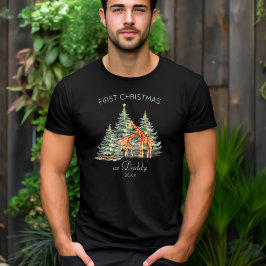 Camiseta Primeiro Natal como Girafas Cuecas de Pai Ano-Pai