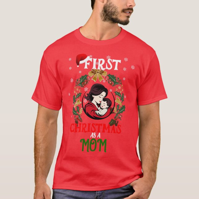 CAMISETA PRIMEIRO NATAL COMO MÃE 2 (Frente)