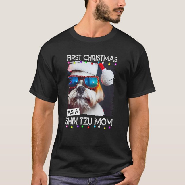 Camiseta Primeiro Natal como mãe de Shih Tzu (Frente)